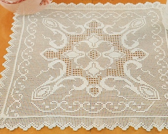 Square crochet tablecloth pattern in German PDF lace tablecloth overlay Doily crochet graph pattern