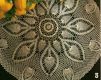 Pineapple doilies DIY Crochet doily pattern in German Small lace table cloth Round table topper tutorial