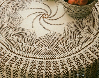 Crochet tablecloth pattern in German Lace doily crochet graph pattern PDF DIY table topper