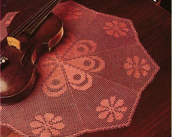 Flower doily pattern DIY small lace table topper Vintage flower crochet pattern PDF German