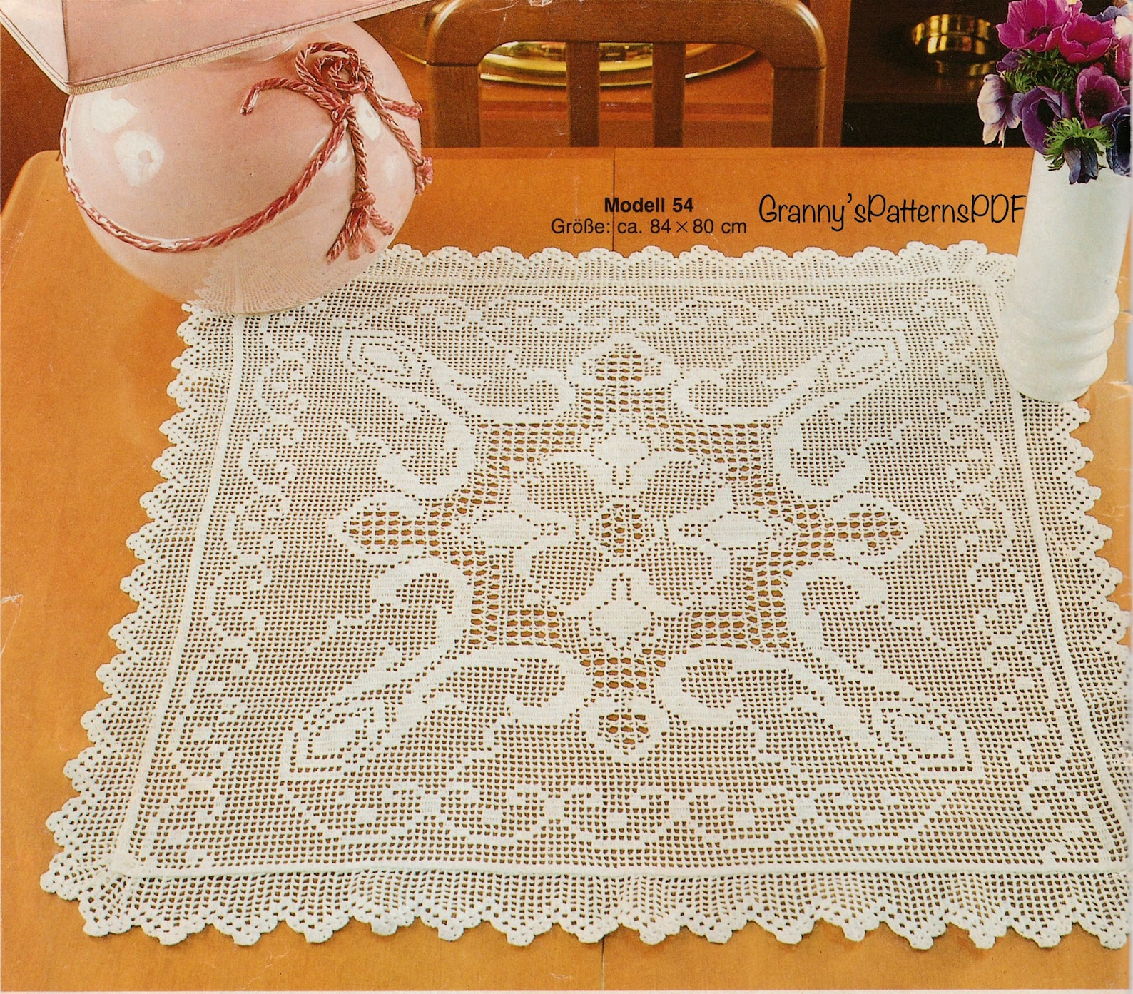 Square crochet tablecloth pattern PDF lace tablecloth overlay | Etsy