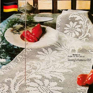 Lace table runner vintage crochet graph pattern German. PDF digital download