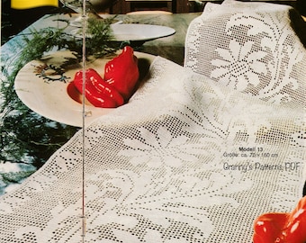 Lace table runner vintage crochet graph pattern German. PDF digital download