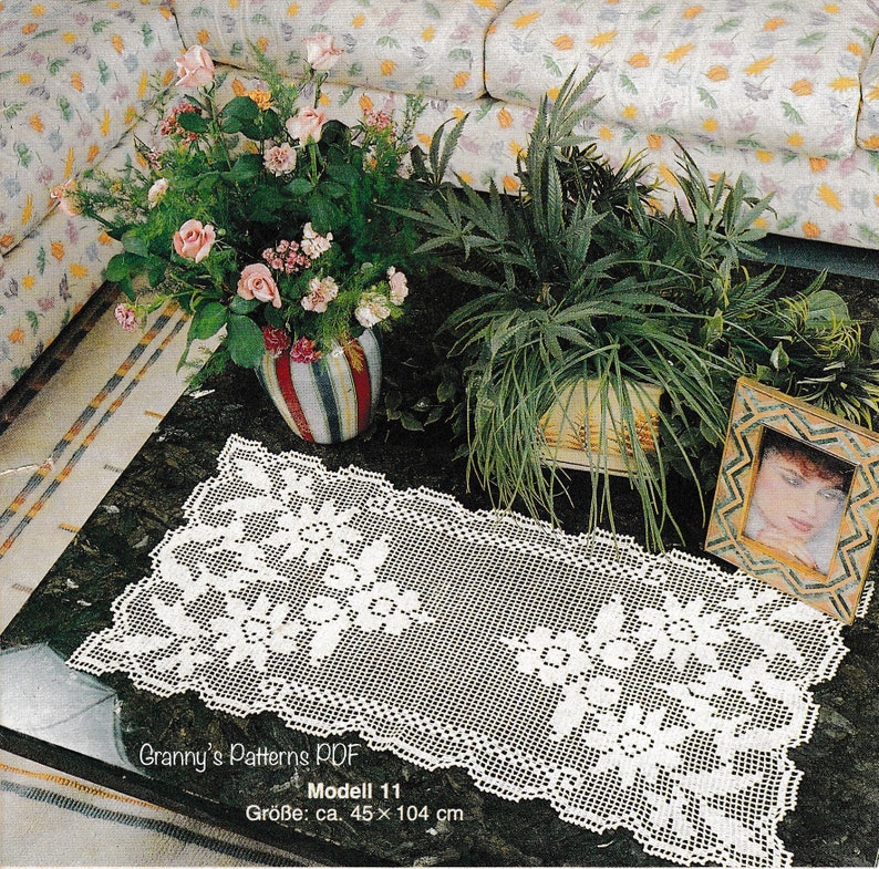 Flower Table Runner Pattern Small Rectangle Tablecloth Lace Doily ...