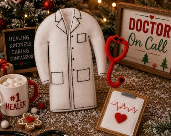 Doctor Elf Sweater-Sweaters for Elves-Christmas -Elf Doll-Clothes for Elf-Elf Doll Sweater-Elf Accessory Elf Prop-Elf Toys-Doctor