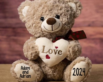 Personalized Valentines Day Bears-Anniversary gift-Valentine Plush-Anniversary Basket -2024 gift-Valentines Day-Birthday gift-te amo bear