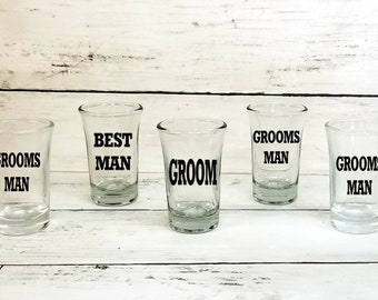 Groomsman shot glasses-bachelor party shot glasses-wedding party shot glasses-bridal party-groomsman gifts-groom-best man