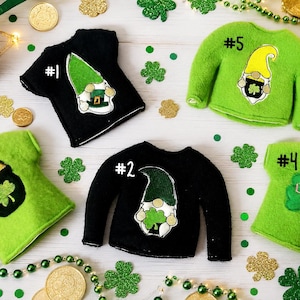 St Patrick's Day Elf Sweater-Saint Patrick's day-elf clothes-gnome elf Sweater-clothes for elf-St Patrick's Day Elf Prop image 1