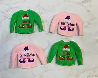Personalized Elf Sweater -Sweaters for Elves-Christmas Fun-Elf Doll Sweater-Elf Doll-Clothes for Elf-Elf Doll Sweater