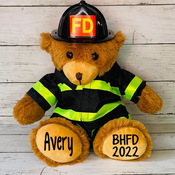 Personalized Firefighter Graduation-Fireman Birthday Bear-Firefighter Gift-junior firefighter-junior fireman-firefighter baby