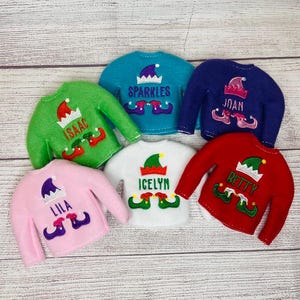 Personalized Elf Sweater -Sweaters for Elves-Christmas Fun-Elf Doll Sweater-Elf Doll-Clothes for Elf-Elf Doll Sweater