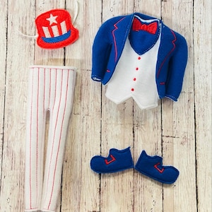 4th of July Elf Sweater Set-Sweaters for Elves-Elf Doll Sweater-Elf Doll-Clothes for Elf-Uncle Sam Sweater-Elf Prop-Independence Day Elf-