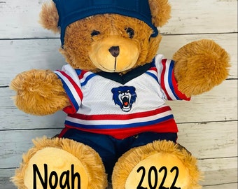 Personalized Hockey Bears-Anniversary gift-Valentine Plush-Anniversary Basket -2022 gift-Hockey Player Bear-Birthday gift-