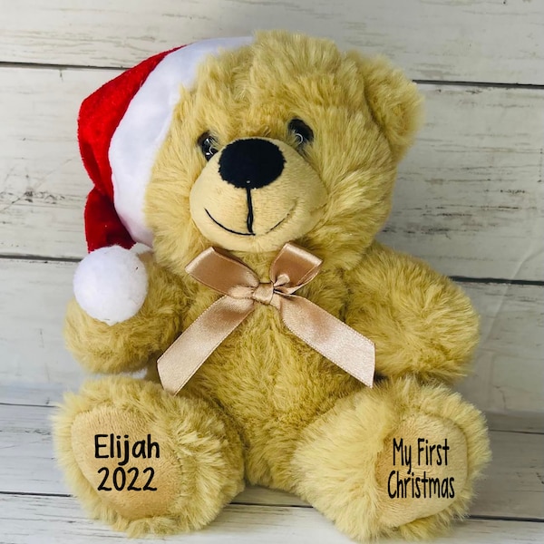 Personalized Christmas Teddy Bears-Stuffed Bear-My first  Christmas teddy bear-Birthday Gift-Baby Shower-Baby Gift