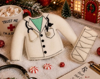 Doctor Elf Sweater-Sweaters for Elves-Christmas Fun-Elf Doll Sweater-Elf Doll-Clothes for Elf-Elf Doll Sweater-Elf Accessory-Elf Prop