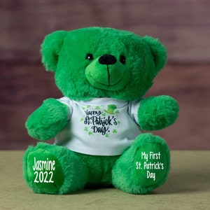 Personalized ST Pactrick's Day Bears-Anniversary gift- St Patrick's Day Plush-Gift Basket -2022 gift-Saint Patricks' Day -Birthday gift