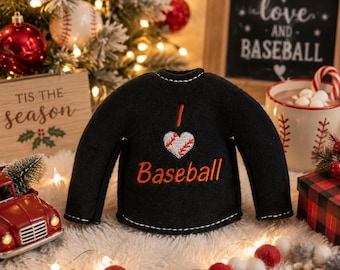 I Love Baseball Elf Sweaters -Sweaters for Elves-Christmas Fun-Elf Doll Sweater-Elf Doll-Clothes for Elf-Elf Doll Sweater-Baseball Elf Fun