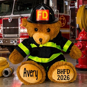 Personalized Firefighter Graduation-Fireman Birthday Bear-Firefighter Gift-junior firefighter-junior fireman-firefighter baby