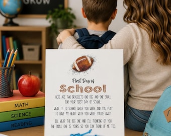 First Day of First Grade-Back to school bracelets-Mommy and me-Matching bracelets-First Day of School-Football Bracelet