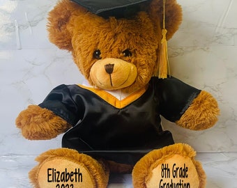 Personalized Graduation Bears-9.5inches- graduation gift- preschool-Kindergarten-5th grade-8th grade-high school-college-2024 gift