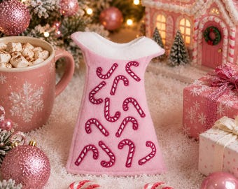 Candy Cane Elf Dress -Sweaters for Elves-Christmas Fun-Elf Doll Sweater-Elf Doll-Clothes for Elf-Elf Doll Sweater-Candy Canes