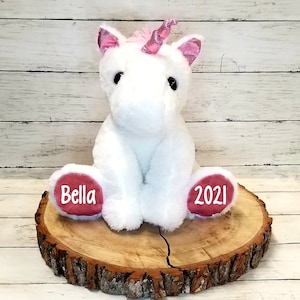 Personalized Unicorns-11 inches- Birthday gift-Birthday Plush-Birthday Basket -2025 gift-Unicorn-kid birthday party