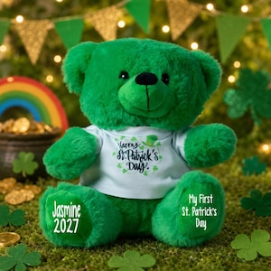 Personalized ST Patrick's Day Bears-Anniversary gift- St Patrick's Day Plush-Gift Basket -2026 gift-Saint Patricks' Day -Birthday gift