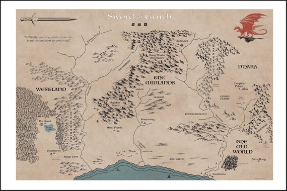 Sword Of Truth Map Map Inspired By Sword Of Truth | Etsy