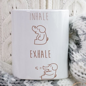 Inhale Exhale Elephant Children's Mug Mug Gifts, Funny Yoga Elephant Mug, Animal Kids Mugs, Cute Cup Gifts for Son, Daughter, Niece, Nephew