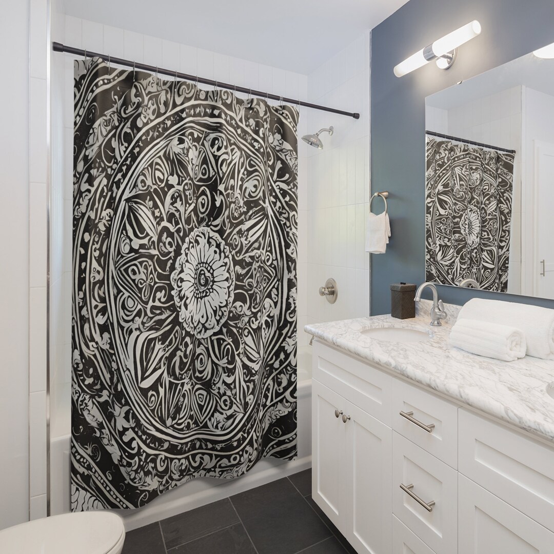 Black and White Shower Curtains for Airbnb Hippie Shower Curtain Gypsy