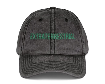 Extraterrestrial Embroidered Dad Hat - Distressed Alien Cap