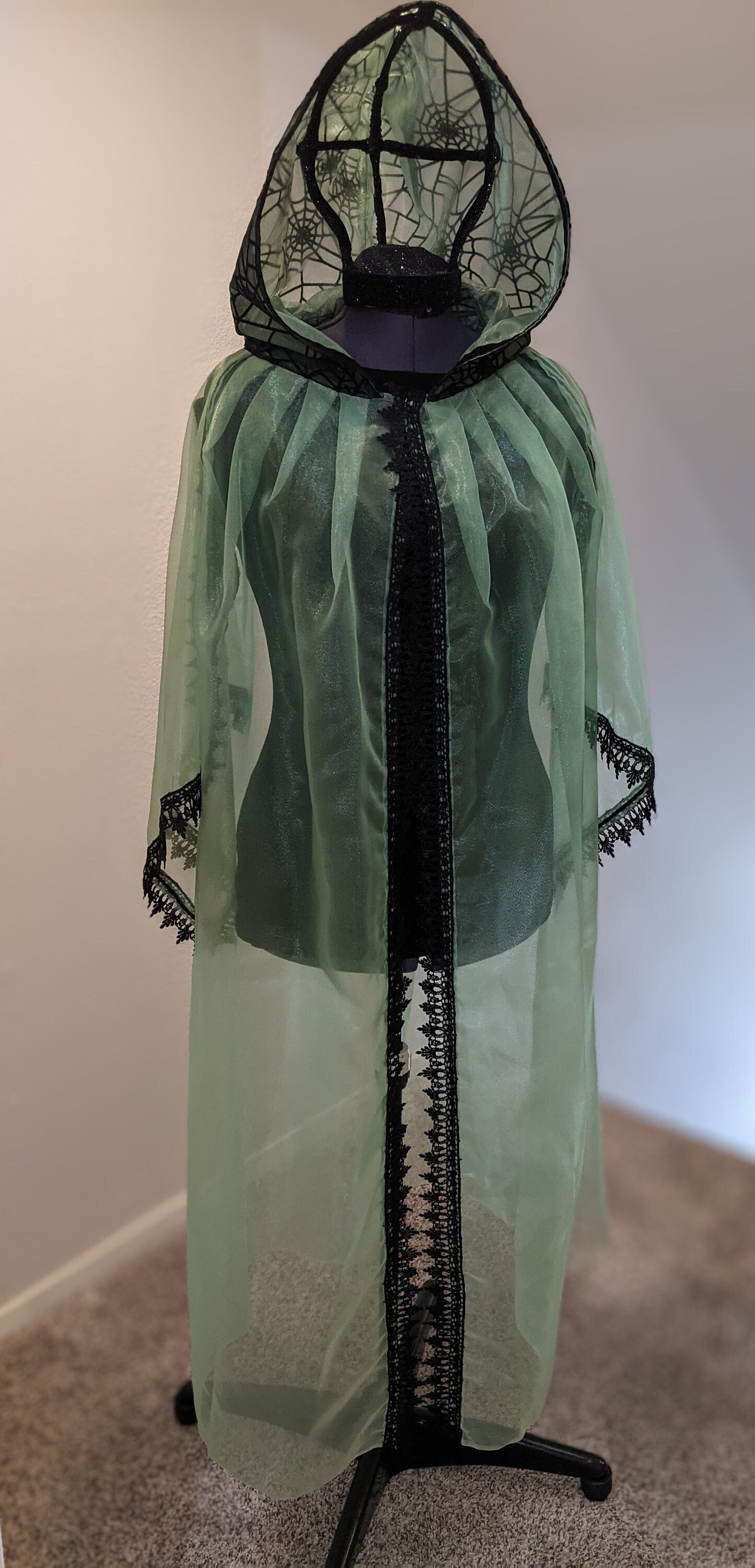 Wizard Robe, Full Length, Hood. Sheer, Shimmering, Light Green Robe ...