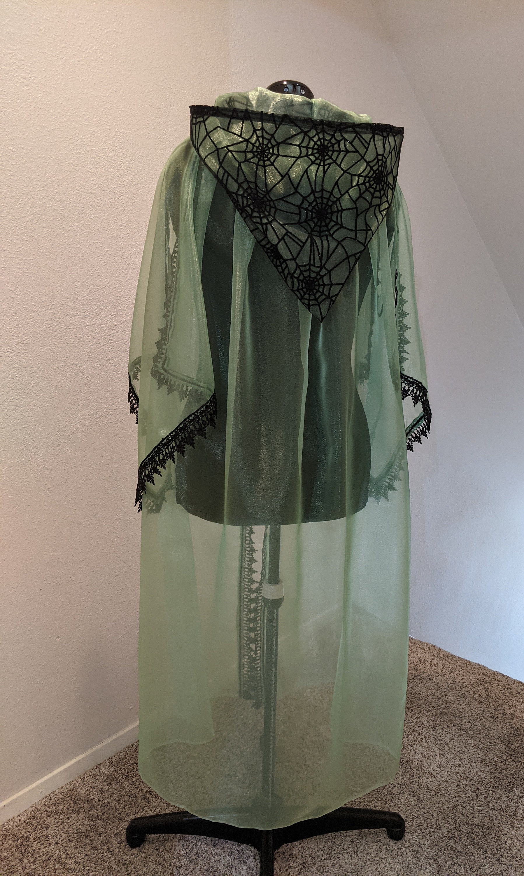 Wizard Robe, Full Length, Hood. Sheer, Shimmering, Light Green Robe ...