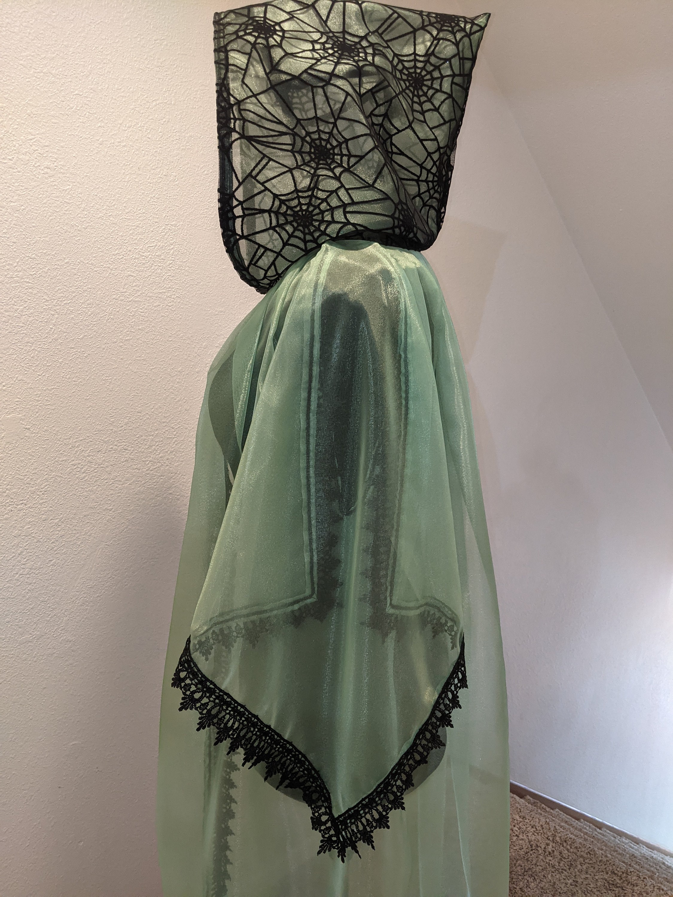 Wizard Robe, Full Length, Hood. Sheer, Shimmering, Light Green Robe ...