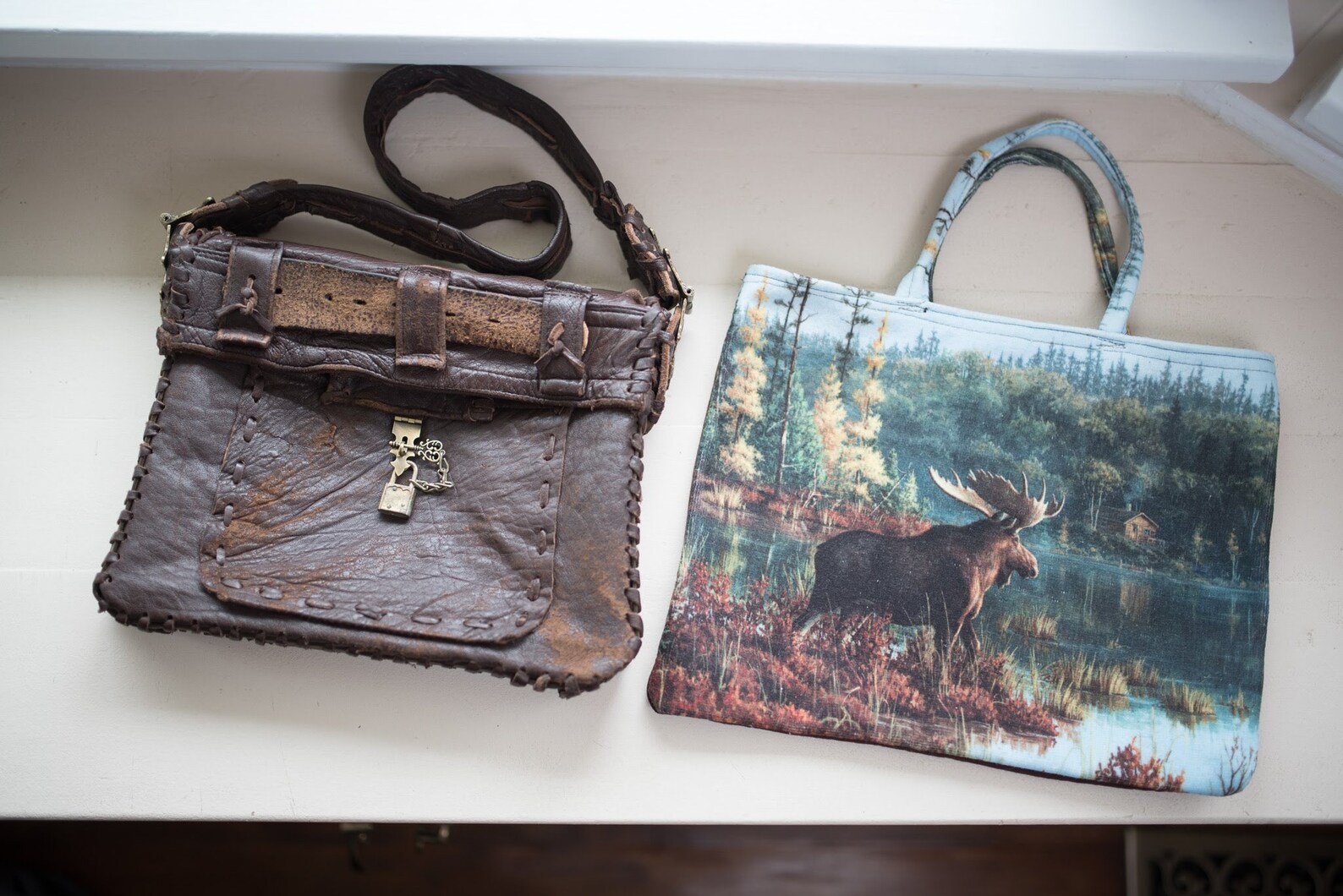 Weathered Brown Leather Shoulder Bag: Medieval Style, Hand Stitched ...