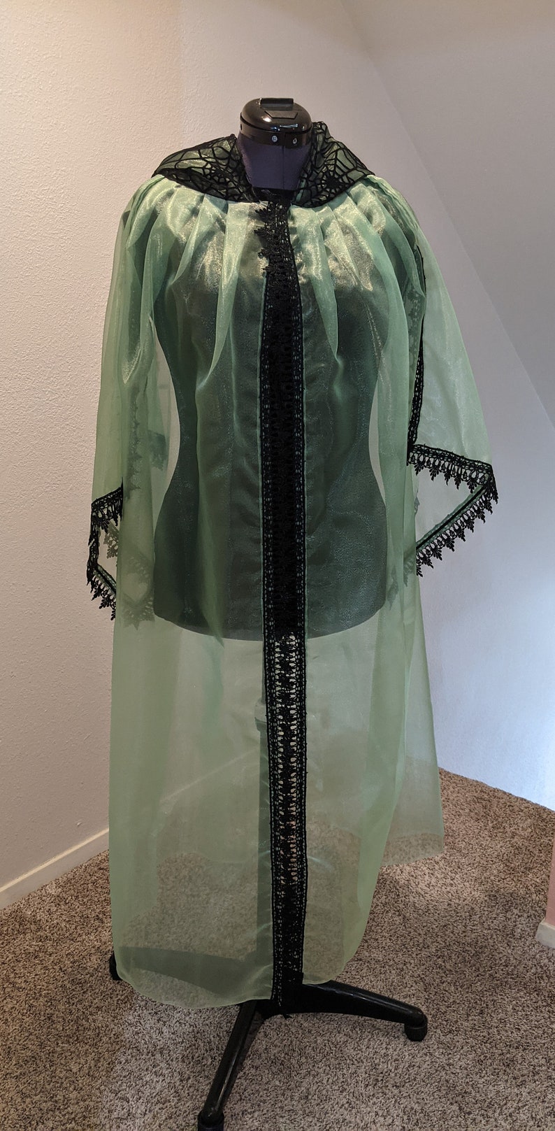 Wizard Robe, Full Length, Hood. Sheer, Shimmering, Light Green Robe ...