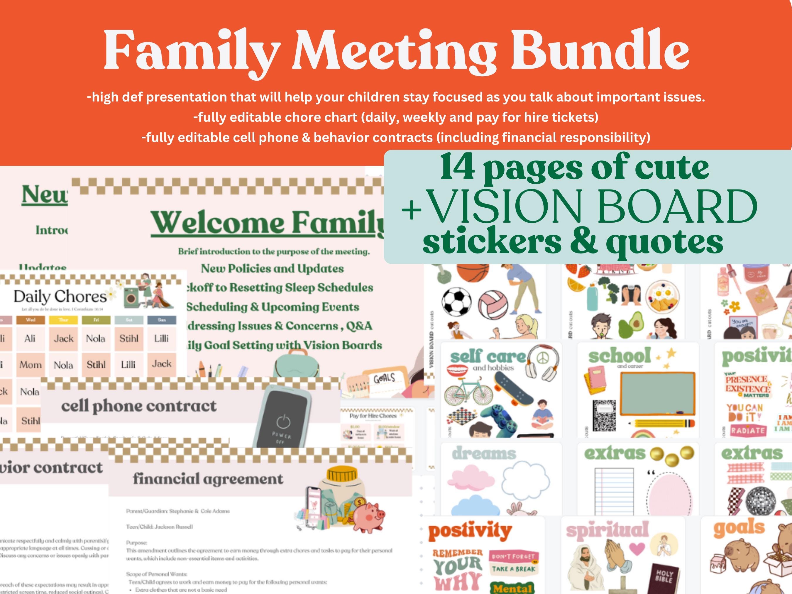 Back to School FAMILY MEETING BUNDLE Canva Pro Templates | Presentation ...