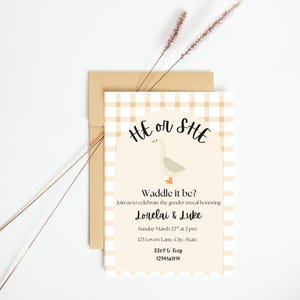 Ducky Gender Reveal Invitation: Editable Canva Template (Instant Download
