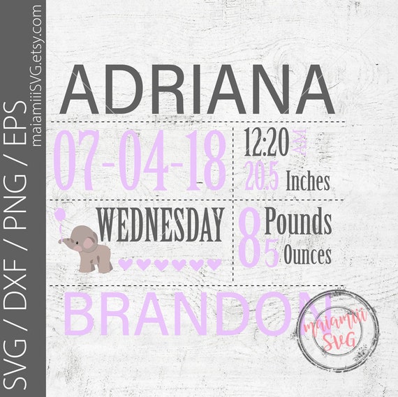 Download Baby Birth Announcement Birth Announcement Template Svg Etsy