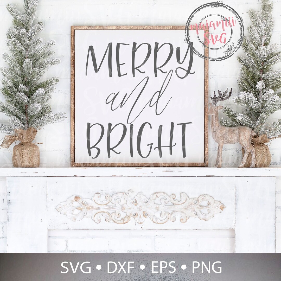 Merry and Bright SVG, Christmas Svg File for Cricut, Christmas Clipart ...