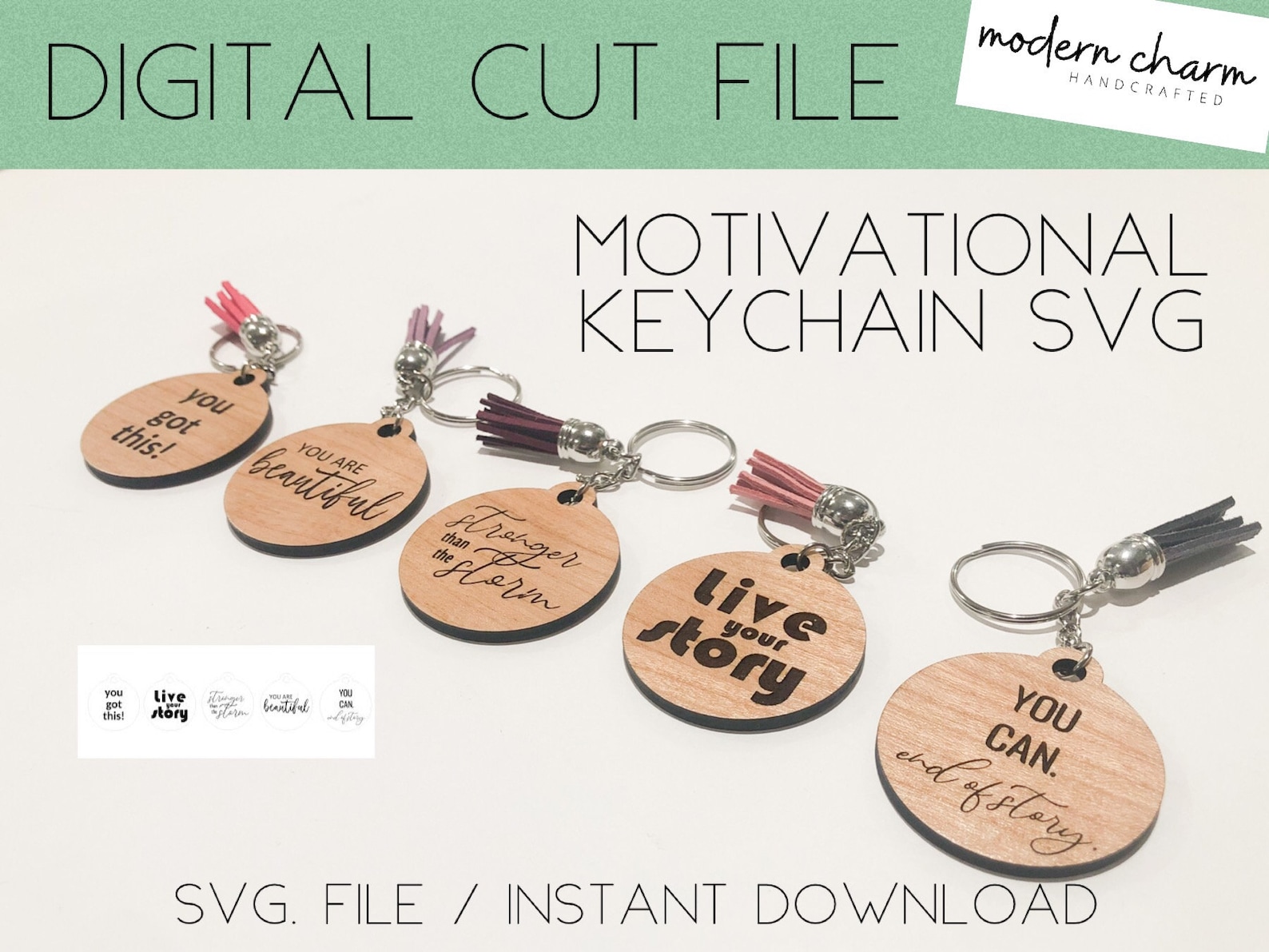 Motivational Keychains, Laser, Keychain SVG, Laser Cut File