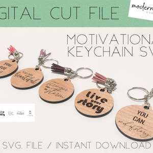 Motivational Keychains, Glowforge Laser, Keychain SVG, Laser Cut File, Acrylic Laser Cut File