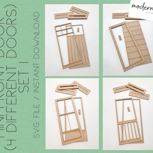 Mini Front Door Set 1, Glowforge Laser, Mini Door SVG, Laser Cut File