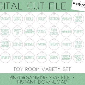 Toy Room Tags, Kids Room Organization, Glowforge Laser, SVG Bundle, Laser Cut File, Kids Room SVG