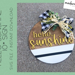 Hallo Sunshine Sign, Glowforge Laser, Sign SVG, Gelaagde Tray SVG, Laser Gesneden Bestand