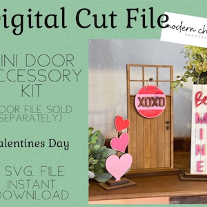 Mini Door Accessory Kit Valentine&#39;s Day, Glowforge Laser, Shelf Decor, Laser Cut File