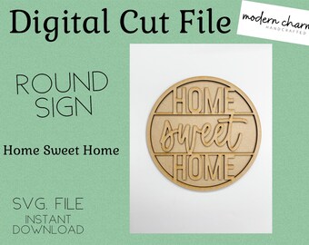 Home Sweet Home Sign, Glowforge Laser, Sign SVG, Tiered Tray SVG, Laser Cut File