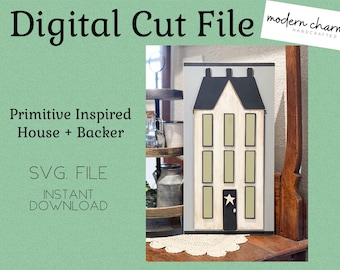 Primitive House Sign, Glowforge Laser, Sign SVG, Tiered Tray SVG, Laser Cut File