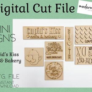 Interchangeable Inserts, Valentines Day, Glowforge Laser, Mini Sign SVG, Tiered Tray SVG, Home Decor SVG, Laser Cut File