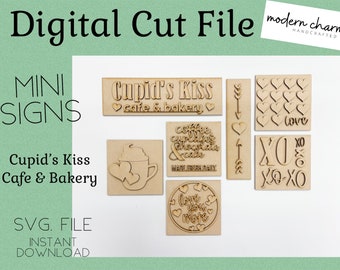 Interchangeable Inserts, Valentines Day, Glowforge Laser, Mini Sign SVG, Tiered Tray SVG, Home Decor SVG, Laser Cut File